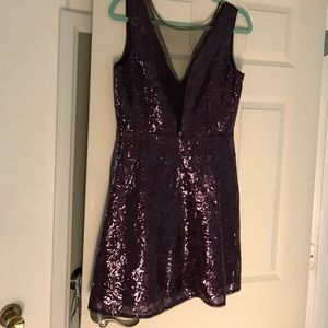 Purple sequin sexy dress